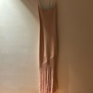 Plush pink cotton stretch tank dress with see through bottom